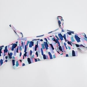 Kate Spade Abstract Ruffle Bikini Swim Top
